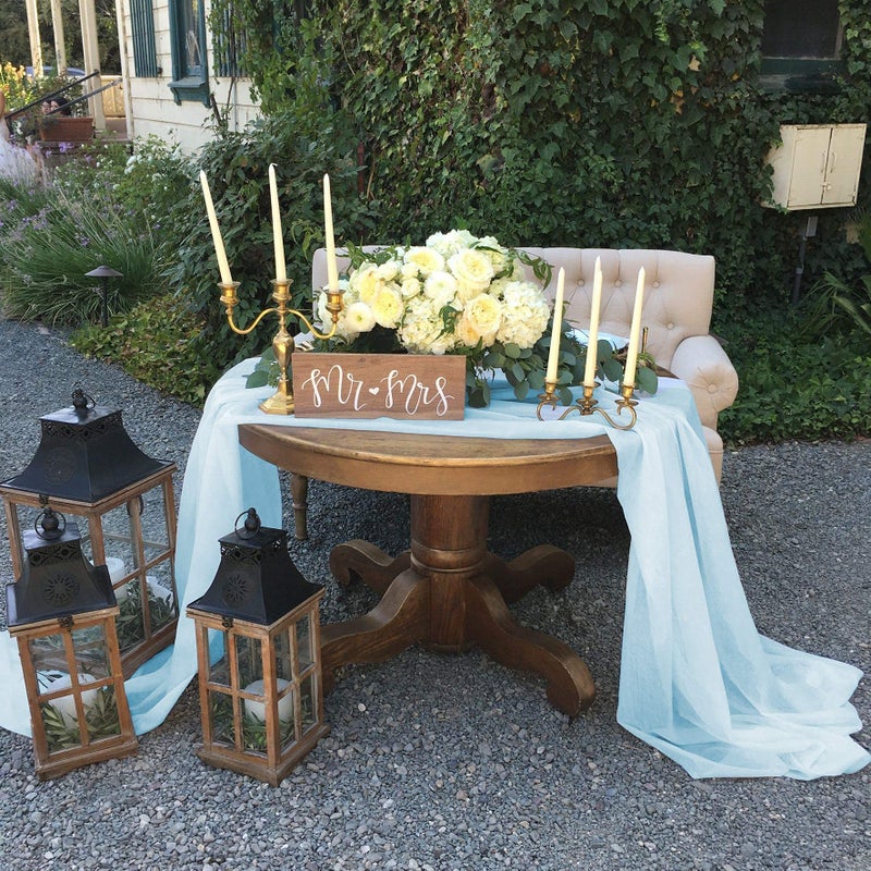 B.Cool B-COOL Sheer Table Runner 10 Pack Chiffon Table Runners Baby Blue Holiday Wedding Table Decoration Chiffon Fabric 10Ft Long Table Runners for Home Christmas Thanksgiving Fall Decor - Image 5